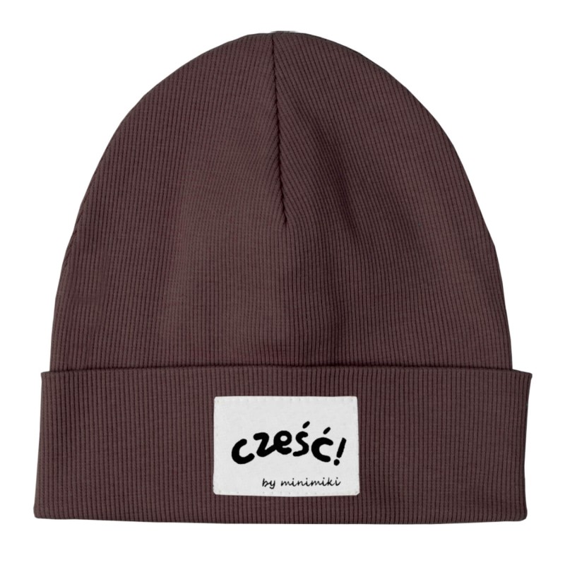 Minimiki - Czapka Prążkowana Beanie Czekolada CZEŚĆ