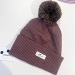 Minimiki - Czapka Sweterkowa Beanie Z Pomponem Mocca
