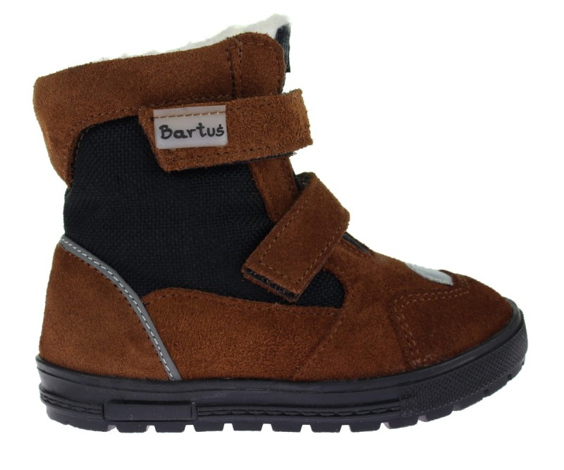 Bartuś Kozaki zimowe 315/N2 (welur brąz / kordura czarna)