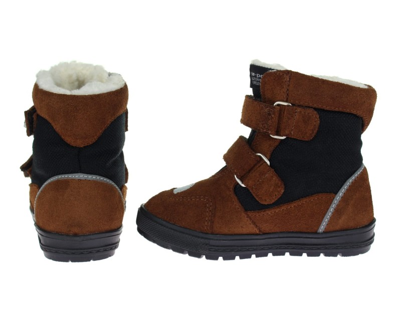 Bartuś Kozaki zimowe 315/N2 (welur brąz / kordura czarna)