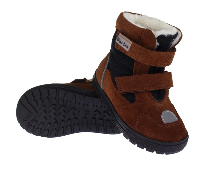 Bartuś Kozaki zimowe 315/N2 (welur brąz / kordura czarna)
