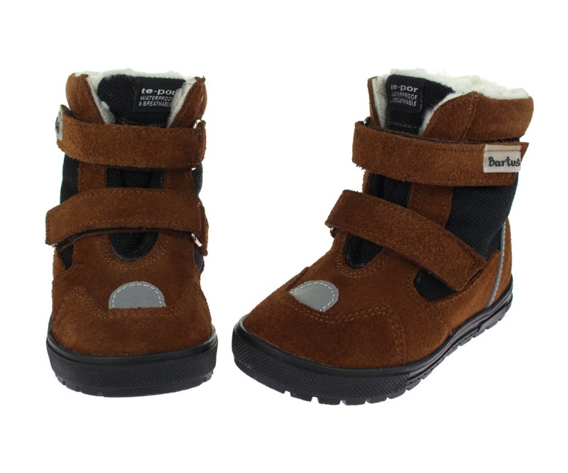 Bartuś Kozaki zimowe 315/N2 (welur brąz / kordura czarna)