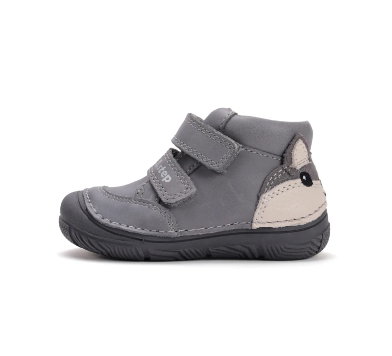 D.D. Step - Skórzane Trzewiki Chłopięce S082-52202B Dark Grey - bubutik.pl