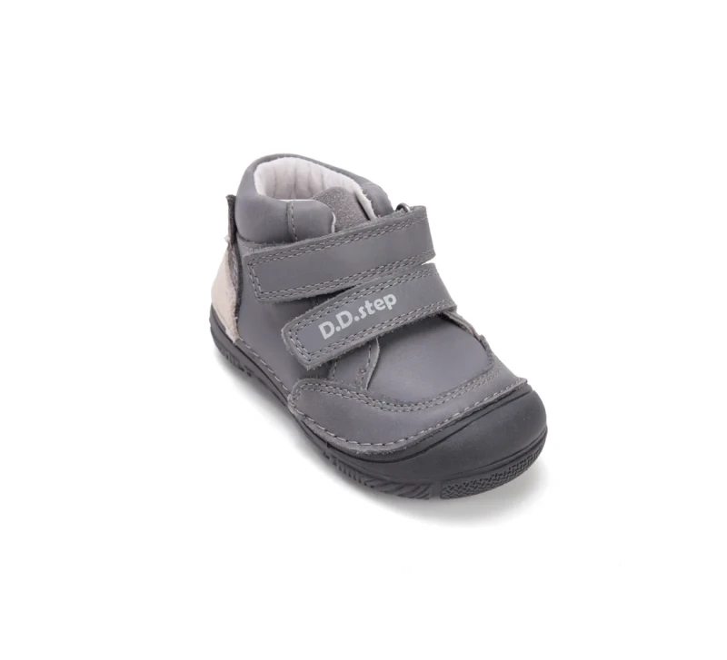 D.D. Step - Skórzane Trzewiki Chłopięce S082-52202B Dark Grey - bubutik.pl