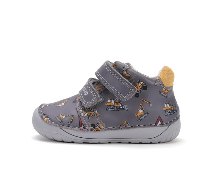 D.D. Step - Półbuty Dziecięce Skórzane Barefoot Dark Grey S070-52480A - bubutik.pl