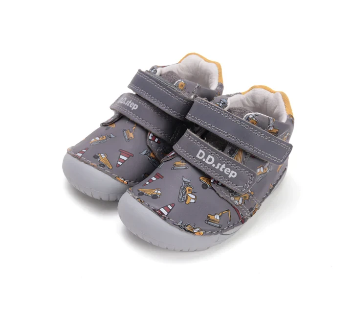 D.D. Step - Półbuty Dziecięce Skórzane Barefoot Dark Grey S070-52480A - bubutik.pl
