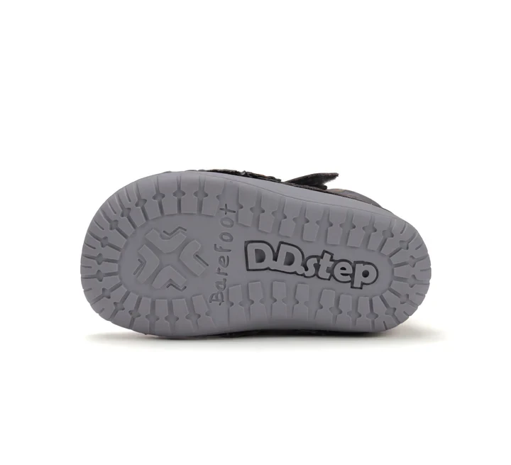 D.D. Step - Półbuty Dziecięce Skórzane Barefoot Dark Grey S070-52480A - bubutik.pl