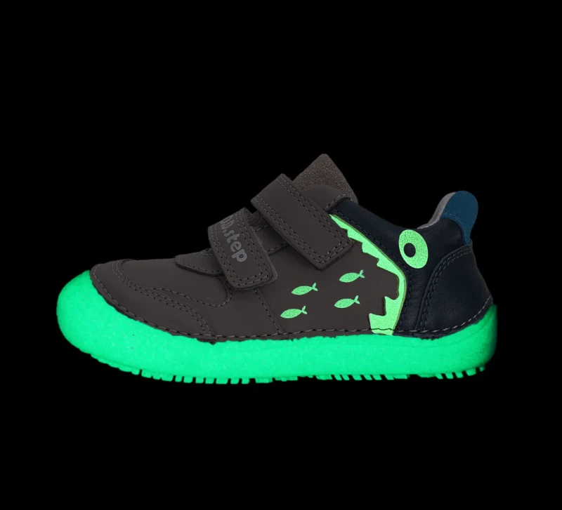 D.D. Step - Półbuty Dziecięce Barefoot Świecące w Ciemności Szare S063-52328AM - bubutik.pl