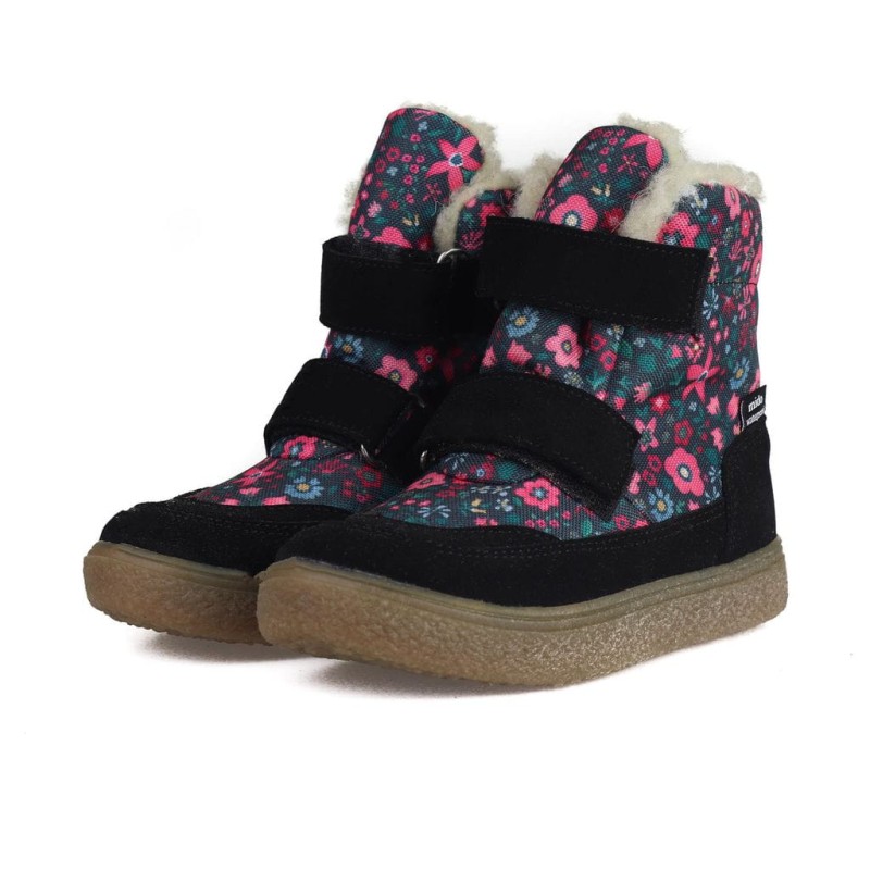 Mido - Trzewiki Zimowe Dziewczęce Wodoodporne Wildflower Black Wełna 22-40/32-40/42-40  - bubutik.pl