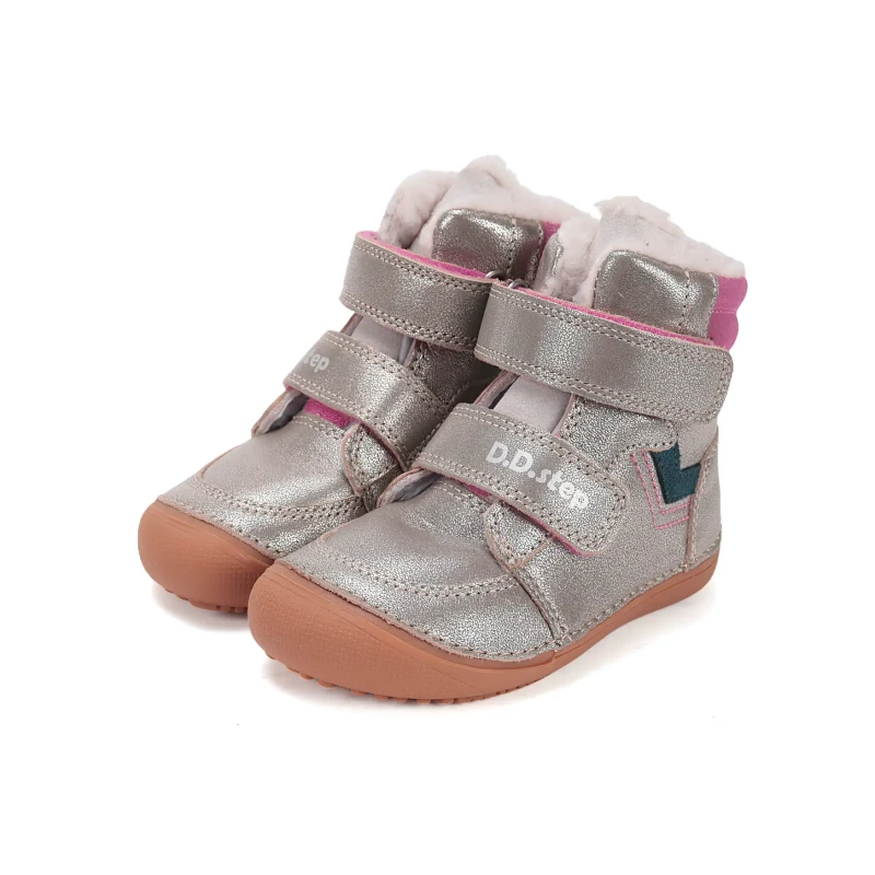 D.D. Step - Buty Zimowe Barefoot dla Dziewczynki W063-52804DM Champagne - bubutik.pl