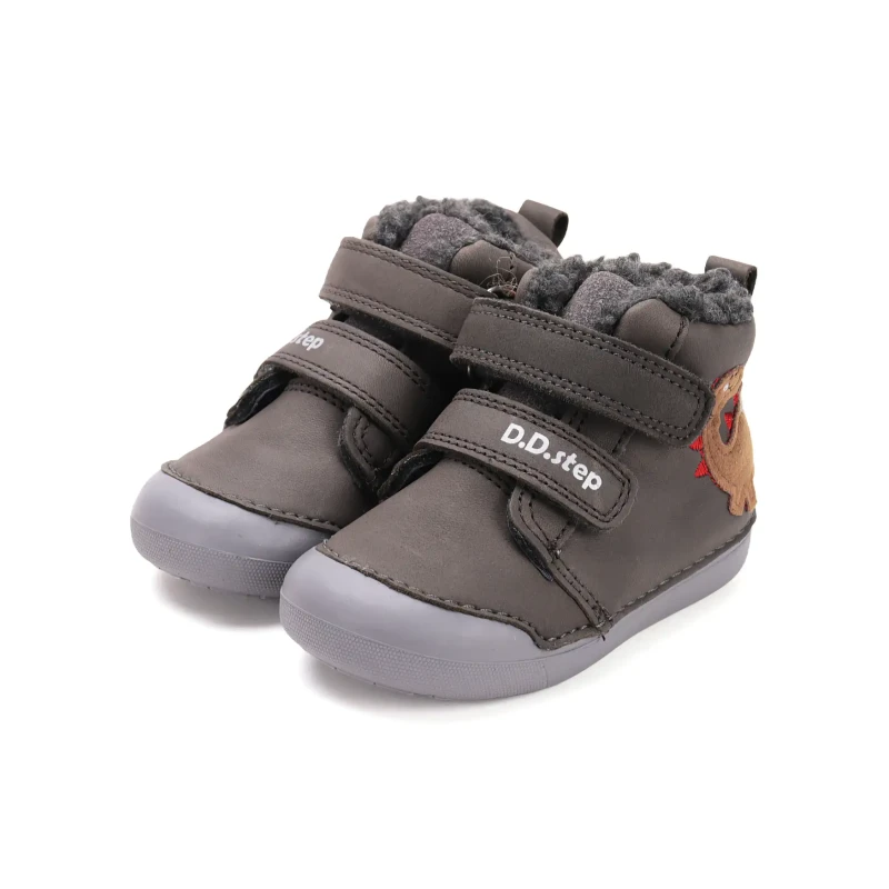 D.D. Step - Zimowe Buty Chłopięce Dinozaur W066-52525B Khaki - bubutik.pl