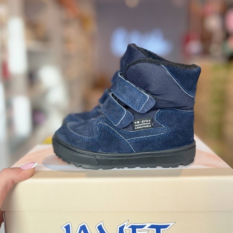 Jamet - Kozaki Chłopięce z Membraną Wodoodporną 198 / 2205 Granat Welur - bubutik.pl