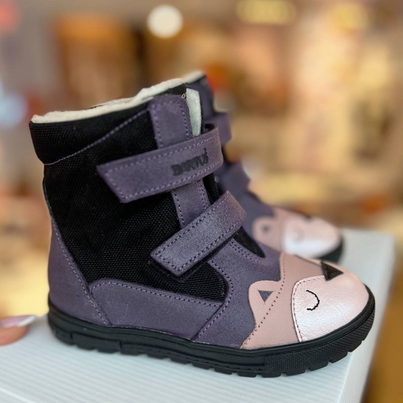 Bartuś - Ocieplane Kozaki Wodoodporne Dziewczęce 315 Sowa Fiolet