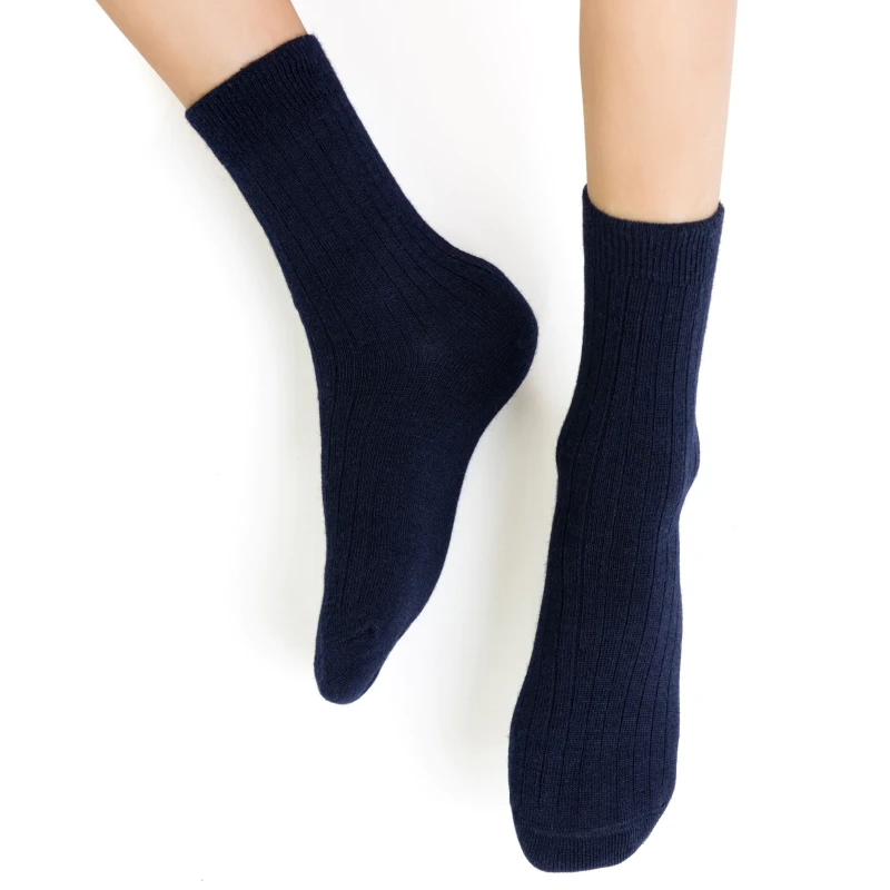 Steven - Skarpetki Merino Bezuciskowe w Prążki Granat - bubutik.pl