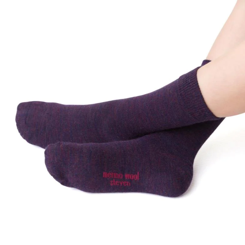 Steven - Skarpetki Merino Gładkie Fioletowe - bubutik.pl
