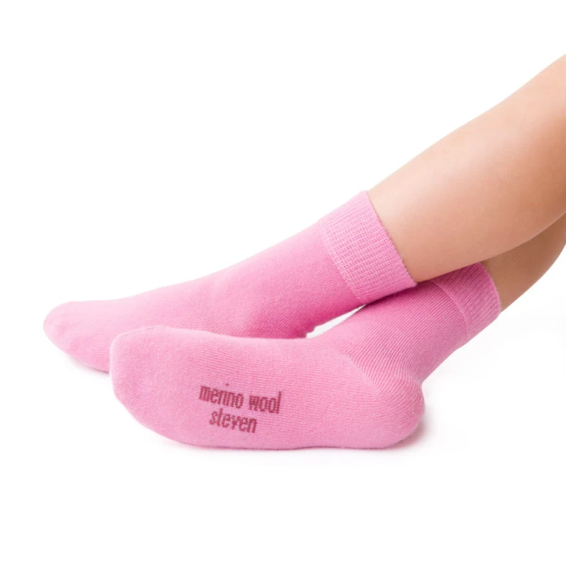 Steven - Skarpetki Merino Gładkie Różowe - bubutik.pl
