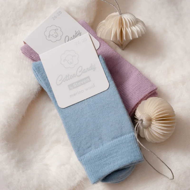 Steven - Skarpetki Merino Gładkie Błękitne - bubutik.pl