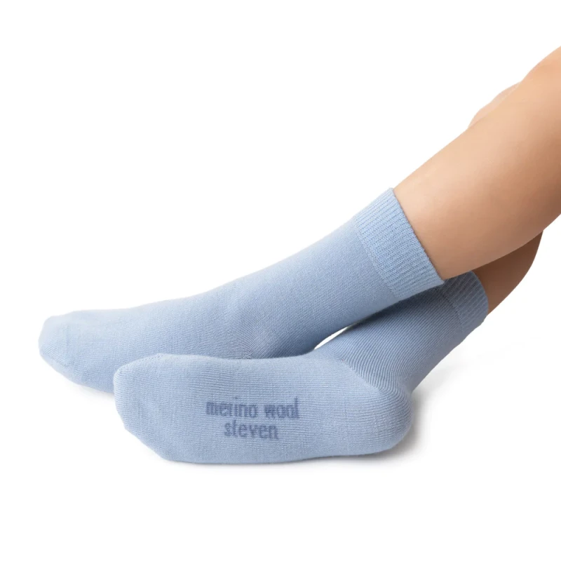 Steven - Skarpetki Merino Gładkie Błękitne - bubutik.pl