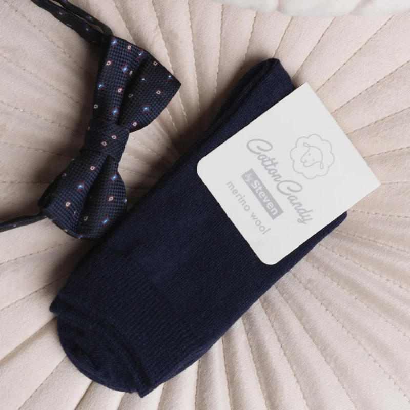 Steven - Skarpetki Merino Gładkie Granatowe - bubutik.pl