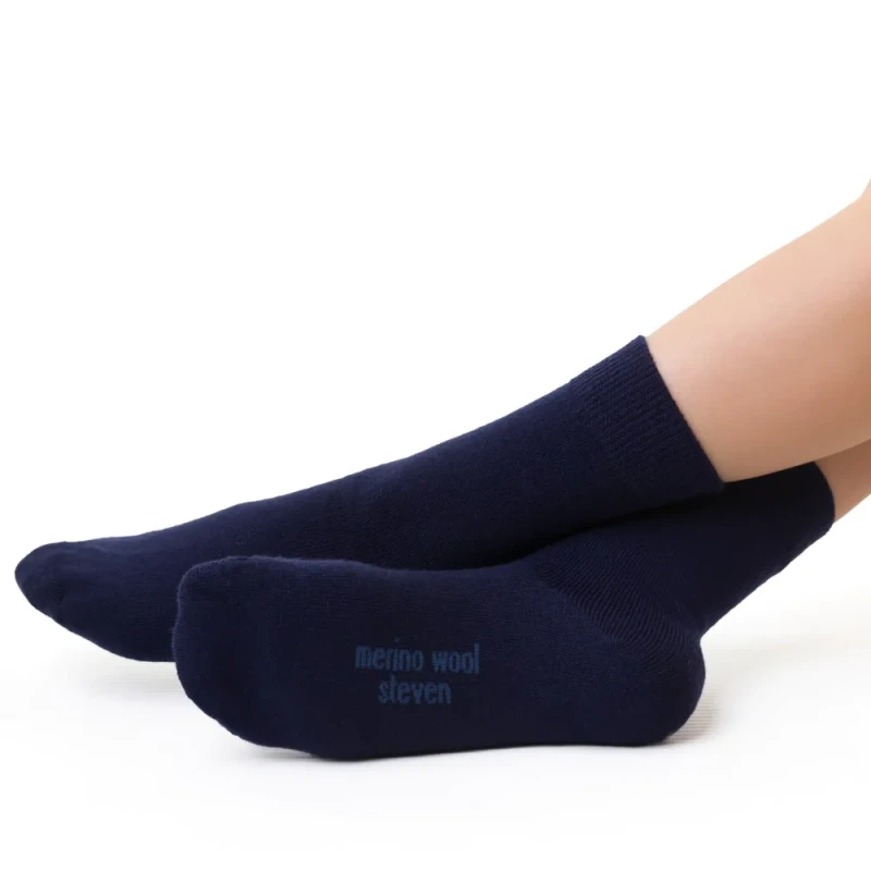 Steven - Skarpetki Merino Gładkie Granatowe - bubutik.pl