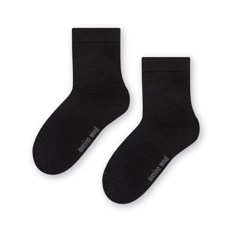 Steven - Skarpetki Merino Gładkie Czarne - bubutik.pl