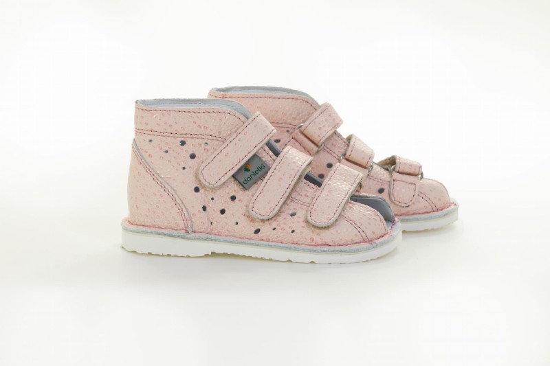 Danielki - Buty Profilaktyczne Groszek Róż T125L/T135L - bubutik.pl