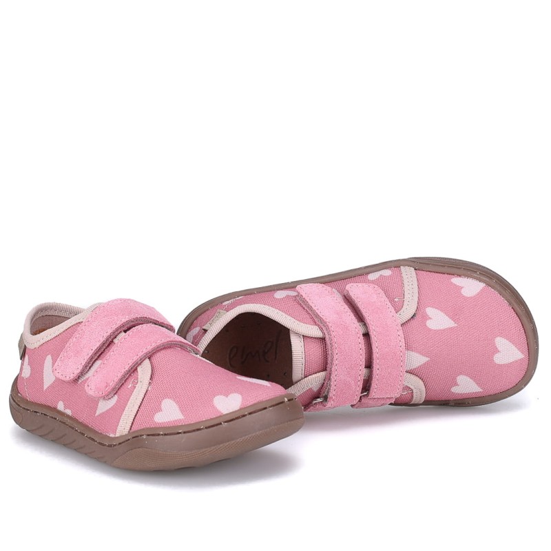 Emel - Trampki Kapcie Barefoot Różowe Serduszka EK 6000A-3 - bubutik.pl