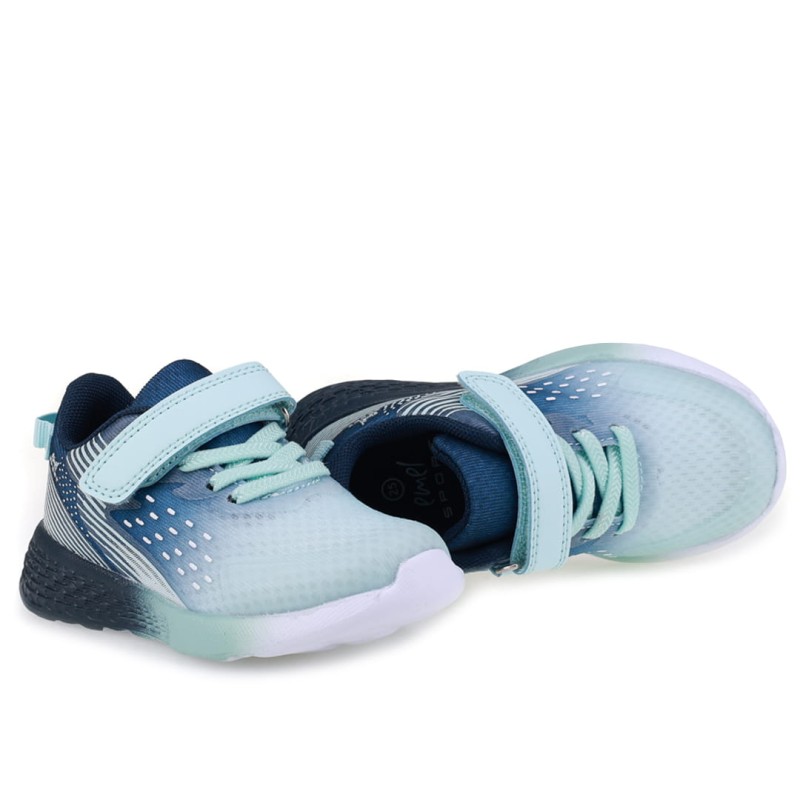 Emel Sport - Dzięcięce Sneakersy Granatowo-Miętowe Na Rzep E 4228 - bubutik.pl