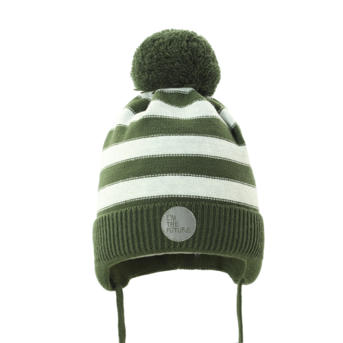 PUPILL CADEN - Czapka w paski wiązana z pomponem wełnianym