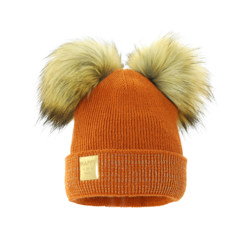 PUPILL IZABELLA -  Czapka na zimę z futrzanymi pomponami