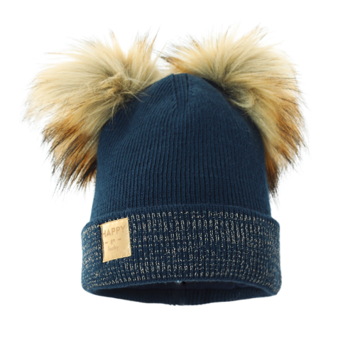 PUPILL IZABELLA -  Czapka na zimę z futrzanymi pomponami