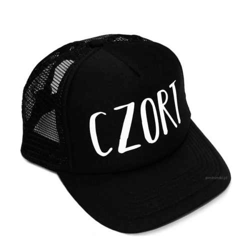 Minimiki - Dziecięca Czapka z Daszkiem CZORT Czarna