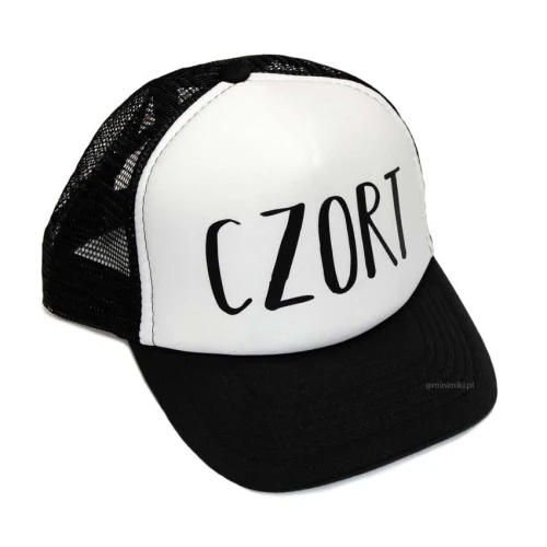 Minimiki - Dziecięca Czapka z Daszkiem CZORT Czarno-Biała