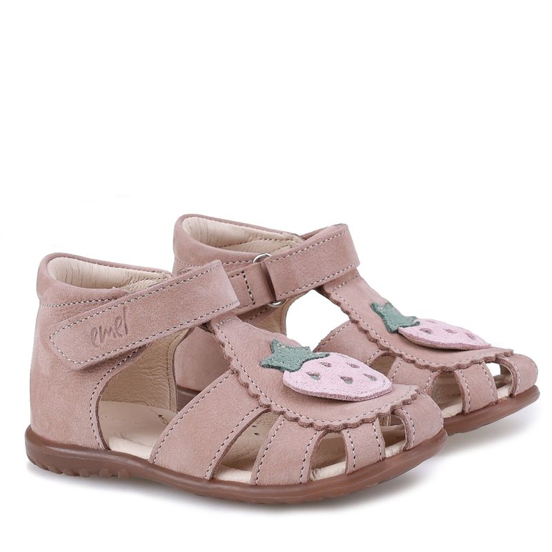 Emel - Sandałki Dziecięce Skórzane Roczki Z Truskawką Bali  ES 1214L-3 - bubutik.pl