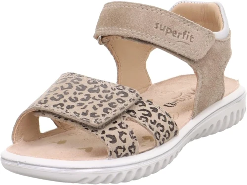 Superfit - Skórzane Sandały Dziewczęce  Sparkle Beige 1-609004-4010 Panterka