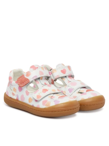 Primigi - Sandały Dziewczęce z Zakrytymi Palcami 1400111 Białe w Serduszka