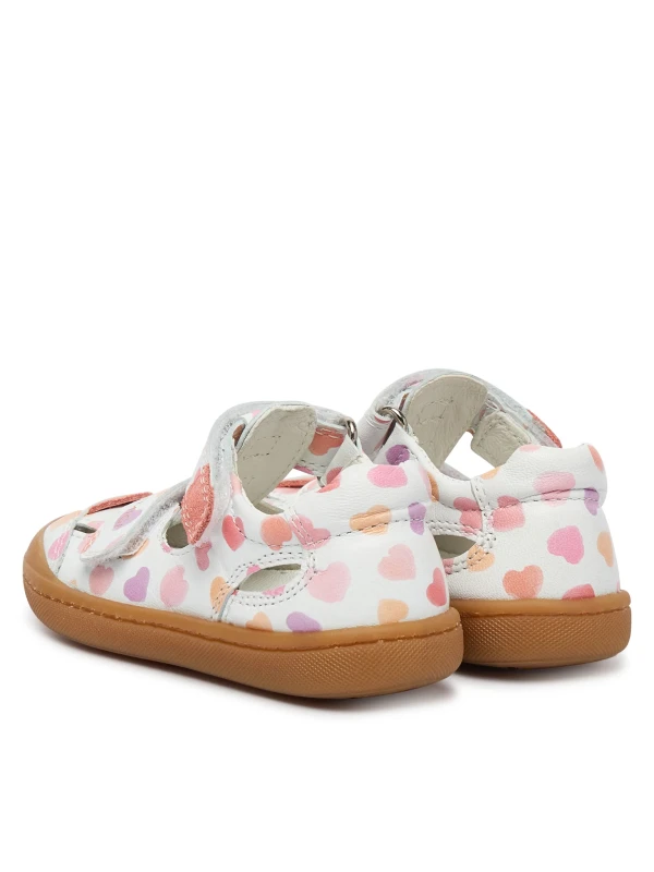 Primigi - Sandały Dziewczęce z Zakrytymi Palcami 1400111 Białe w Serduszka - bubutik.pl