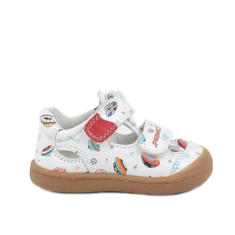 Primigi - Sandały Chłopięce z Zakrytymi Palcami 1400122 Białe Kosmos - bubutik.pl