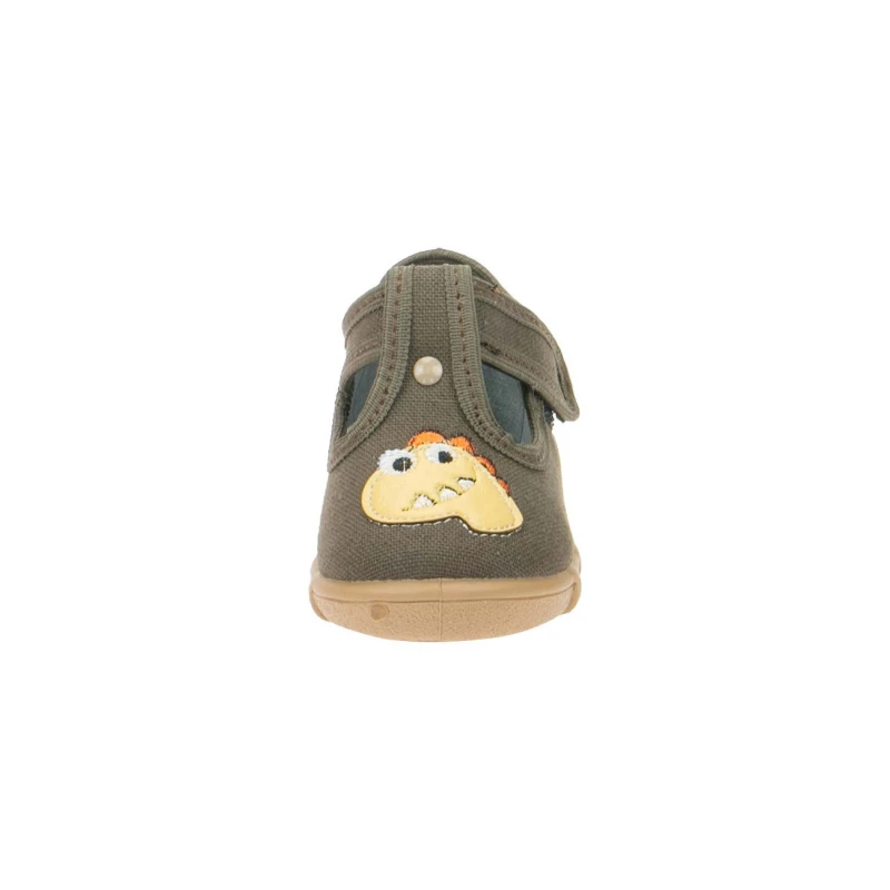Raweks - Kapcie Chłopięce LEON L64 Dino Khaki Skórzana Wkładka (Pulchna stopa) - bubutik.pl