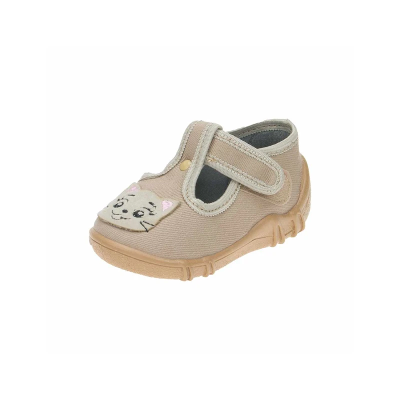 Raweks - Kapcie Dziewczęce Beżowe Kotki Lena L73 Skórzana Wkładka (Pulchna stopa) -  bubutik.pla