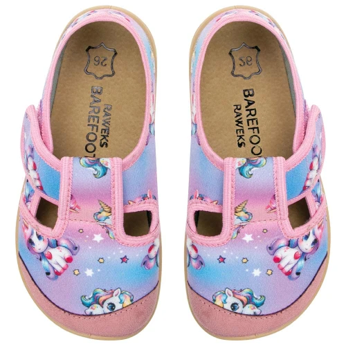 Raweks - Kapcie Barefoot Dla Dziewczynki Joy J04 Jednorożec