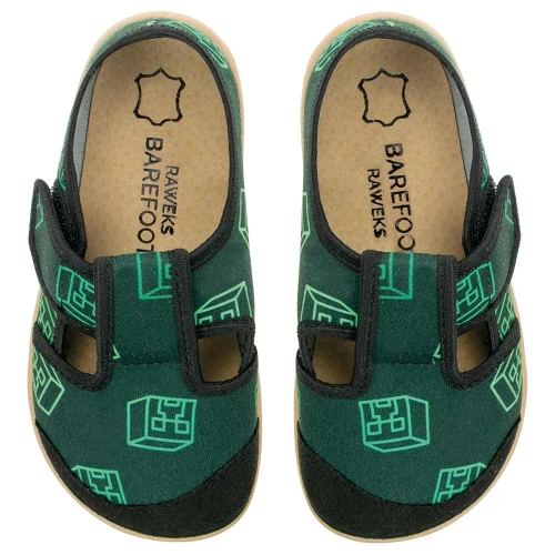 Raweks - Kapcie Barefoot Dla Chłopca Joy J07 Ciemnozielone