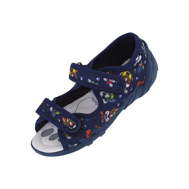 Renbut - Kapcie Dziecięce Sandałki Oddychające Granat Pieski - bubutik.pl