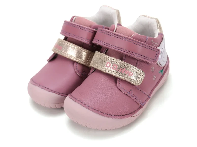 D.D. Step - Trzewiki Dziecięce Skórzane Barefoot S070-62659B Raspberry - bubutik.pl