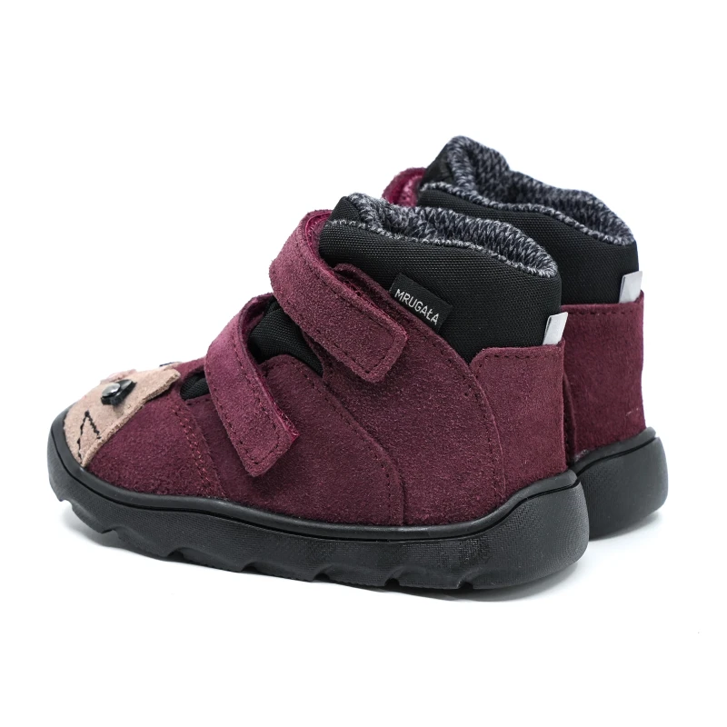 Mrugała - Trzewiki Dziecięce Ocieplane Wodoodporne Barefoot Neko Kitty Plum - bubutik.pl