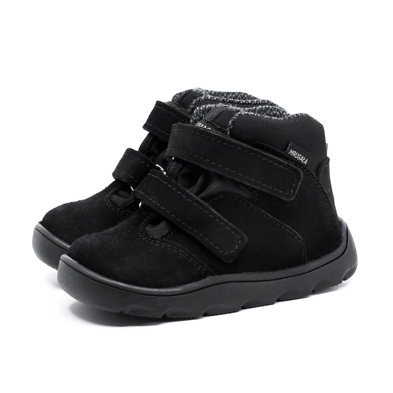 Mrugała - Trzewiki Dziecięce Ocieplane Wodoodporne Barefoot Madi Black - bubutik.pl