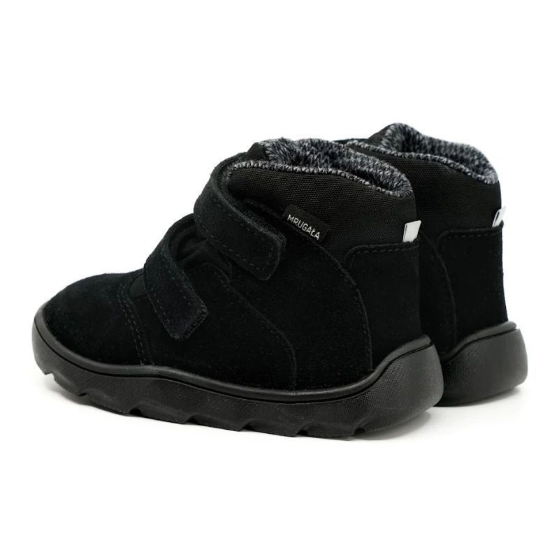 Mrugała - Trzewiki Dziecięce Ocieplane Wodoodporne Barefoot Madi Black - bubutik.pl