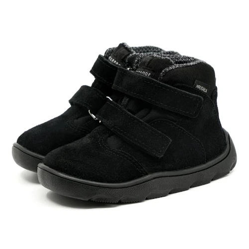 Mrugała - Trzewiki Dziecięce Ocieplane Wodoodporne Barefoot Madi Black 31-35