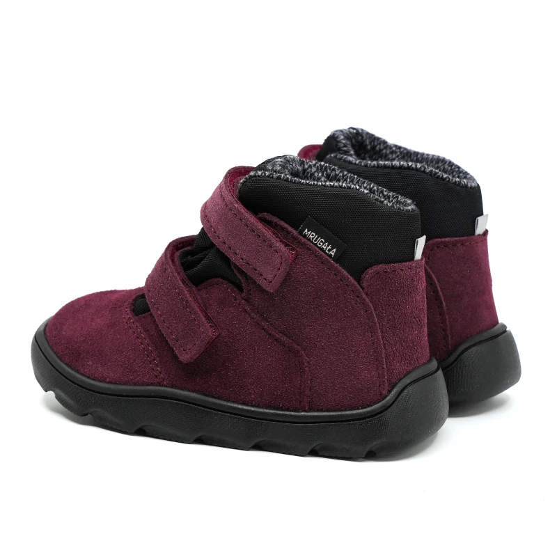 Mrugała - Trzewiki Dziecięce Ocieplane Wodoodporne Barefoot Madi Plum - bubutik.pl