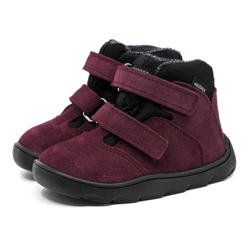 Mrugała - Trzewiki Dziecięce Ocieplane Wodoodporne Barefoot Madi Plum - bubutik.pl